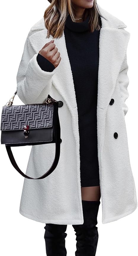 Women 2025 Winter Faux Fur Coats Lapel Long Sleeve Fuzzy Fleece Outerwear Button Down Sherpa Jackets Fall Outfits