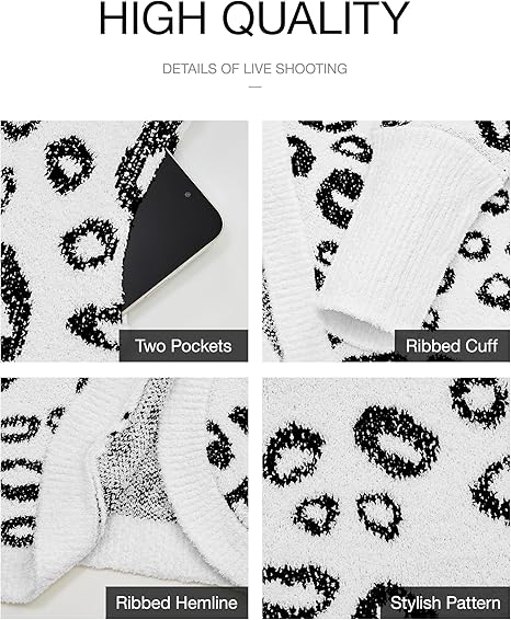 Leopard Cardigan for Women Long Sleeve Open Front Cardigans Sweaters Pockets Loose Knit 2025 Fall Winter Outwear